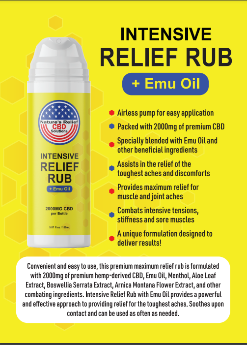 2000mg CBD Intensive Relief Rub + Emu Oil
